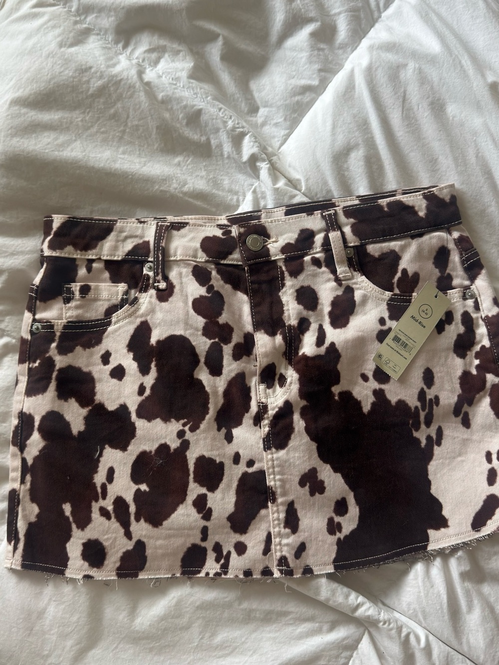 Cow-Print Mini Skirt in Brown and Cream